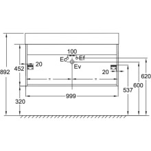 Тумба белый глянец/черный матовый 99,9 см Jacob Delafon Vivienne EB1668-J5-J53