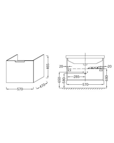 Тумба белый 57 см Jacob Delafon Struktura EB1204-N18