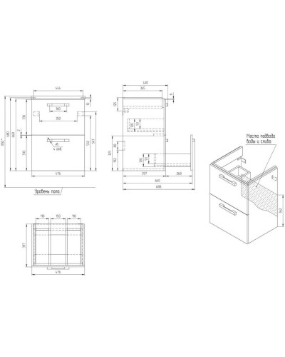 Тумба белый глянец 47,6 см Cersanit Melar 64127