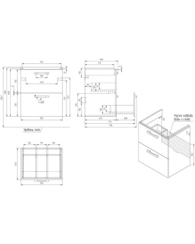 Тумба белый глянец 58,5 см Cersanit Melar 64128