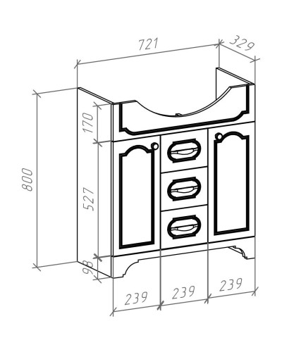 Тумба белый глянец 72,1 см Bellezza Тиффани 4630512110018
