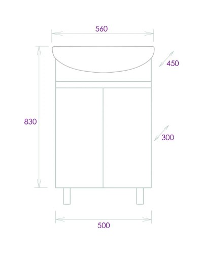 Тумба дуб сонома/серый матовый 50 см Onika Милтон 105560