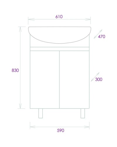 Тумба белый глянец 59 см Onika Милтон 106146