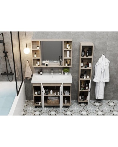 Тумба дуб сонома/белый матовый 97 см Onika Тимбер 110011