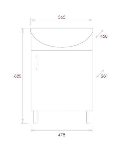 Тумба дуб сонома/белый матовый 47,8 см Onika Эко 105208