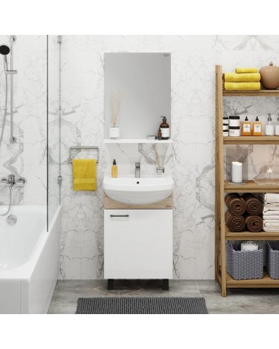 Тумба дуб сонома/белый матовый 47,8 см разборная Onika Эко 105209