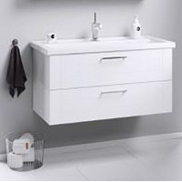 Тумба под раковину Aqwella Манчестер 100 MAN01102 подвесная Белый глянец