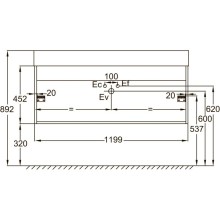 Тумба дуб давос/белый глянец 119,9 см Jacob Delafon Vivienne EB1669-E75-J5