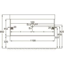 Тумба белый/белый глянец 119,9 см Jacob Delafon Vivienne EB1509-N18-G1C