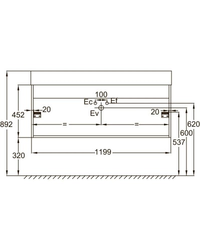 Тумба белый/серый титан матовый 119,9 см Jacob Delafon Vivienne EB1586-N18-M54