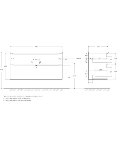 Тумба Bianco Lucido 119,6 см BelBagno Etna ETNA-H60-1200-2C-SO-BL-P