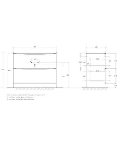 Тумба Rovere Rustico 99,6 см BelBagno Acqua ACQUA-1000-2C-PIA-RR