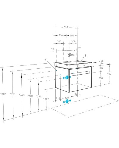 Тумба белый глянец/ясень шимо 53,2 см Акватон Марти 1A263201MY010
