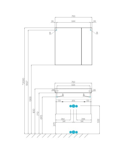 Тумба белый глянец/ясень шимо 68,2 см Акватон Марти 1A267501MY010