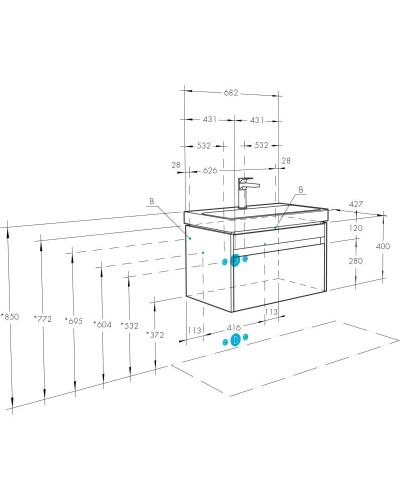 Тумба белый глянец/ясень шимо 68,2 см Акватон Марти 1A267501MY010