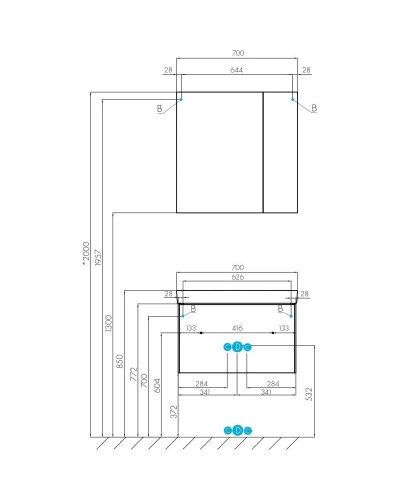 Тумба белый глянец/ясень шимо 68,2 см Акватон Асти 1A263001AXD70