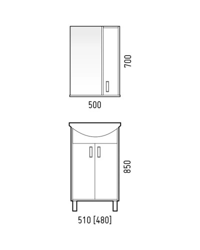 Тумба белый глянец/белый матовый 48 см Corozo Колор SD-00000682
