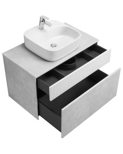 Тумба светло-серый/белый матовый 80 см Акватон Марбл 1A276201MH4C0