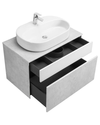 Тумба светло-серый/белый матовый 80 см Акватон Марбл 1A276201MH4C0