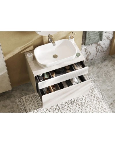 Тумба светло-серый/белый матовый 80 см Акватон Марбл 1A276201MH4C0