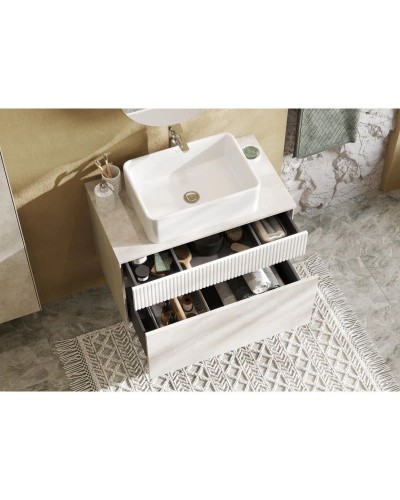 Тумба светло-серый/белый матовый 80 см Акватон Марбл 1A276201MH4C0