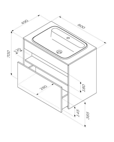 Тумба белый глянец 80 см Am.Pm Func M8FFUX0801WG