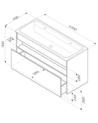 Тумба темное дерево 120 см Am.Pm Func M8FFUX1201OF