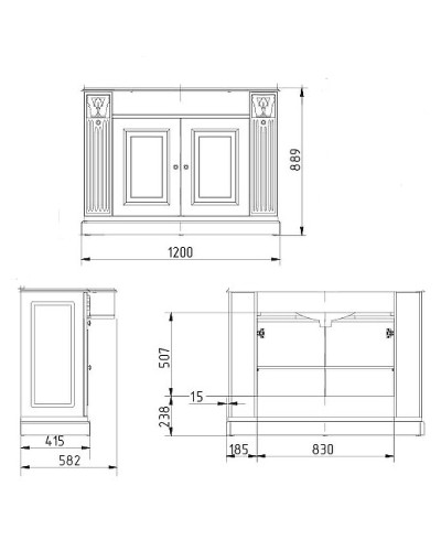 Тумба под раковину Migliore Ravenna 120 27063 Оливковый Золото без столешницы