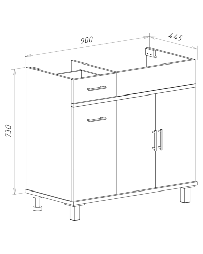 Купер - 90 Тумба напольная с Б/К правая белая