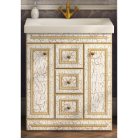 Fresko - 75 Тумба с 3 ящ.Краколет белый патина