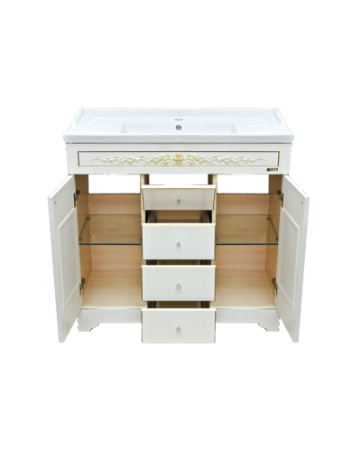 Milano - 80 Тумба с 4 ящиками бел.патина/декор