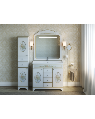 Milano - 90 Тумба с 4 ящиками бежевая патина/декор