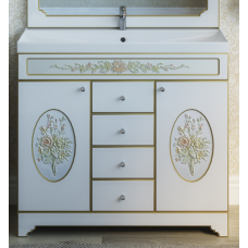 Milano - 90 Тумба с 4 ящиками бежевая патина/декор