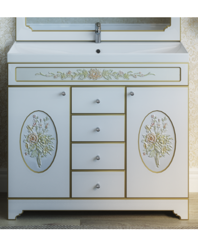 Milano - 90 Тумба с 4 ящиками бежевая патина/декор