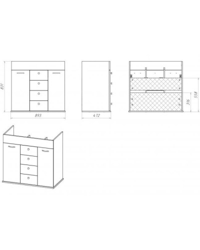 Roma - 90 Тумба с 4 ящ. ясень патина