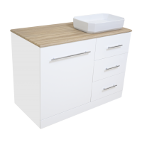 Респект -120 Тумба с 3 ящ. под стиральную машину правая (белая ПВХ/Дуб Тиссано)