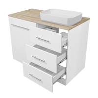 Респект -120 Тумба с 3 ящ. под стиральную машину правая (белая ПВХ/Дуб Тиссано)