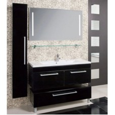 Тумба Мадрид 100 М 2 ящика чёрный глянец Акватон 1A128001MA950