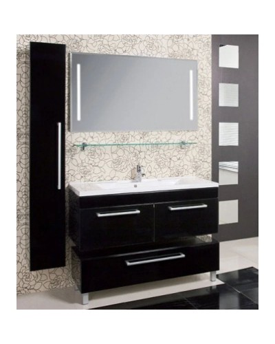 Тумба Мадрид 100 М 2 ящика чёрный глянец Акватон 1A128001MA950