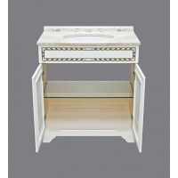 Элис - 80 Тумба прямая белая патина стекло/столешница