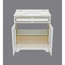 Элис - 80 Тумба прямая белая патина стекло/столешница