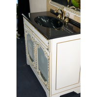 Элис - 80 Тумба прямая белая патина стекло/столешница