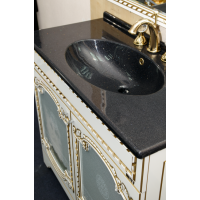 Элис - 80 Тумба прямая белая патина стекло/столешница