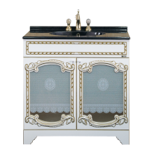 Элис - 90 Тумба прямая белая патина стекло/столешница