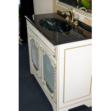 Элис - 90 Тумба прямая белая патина стекло/столешница