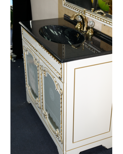 Элис - 90 Тумба прямая белая патина стекло/столешница