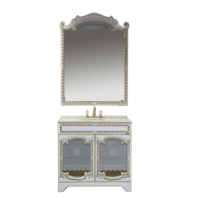 Элис - 90 Тумба прямая белая патина стекло/столешница