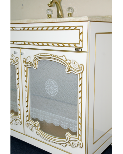 Элис - 90 Тумба прямая белая патина стекло/столешница