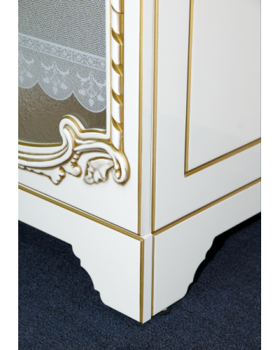 Элис - 90 Тумба прямая белая патина стекло/столешница