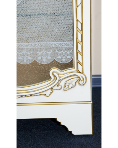 Элис - 90 Тумба прямая белая патина стекло/столешница